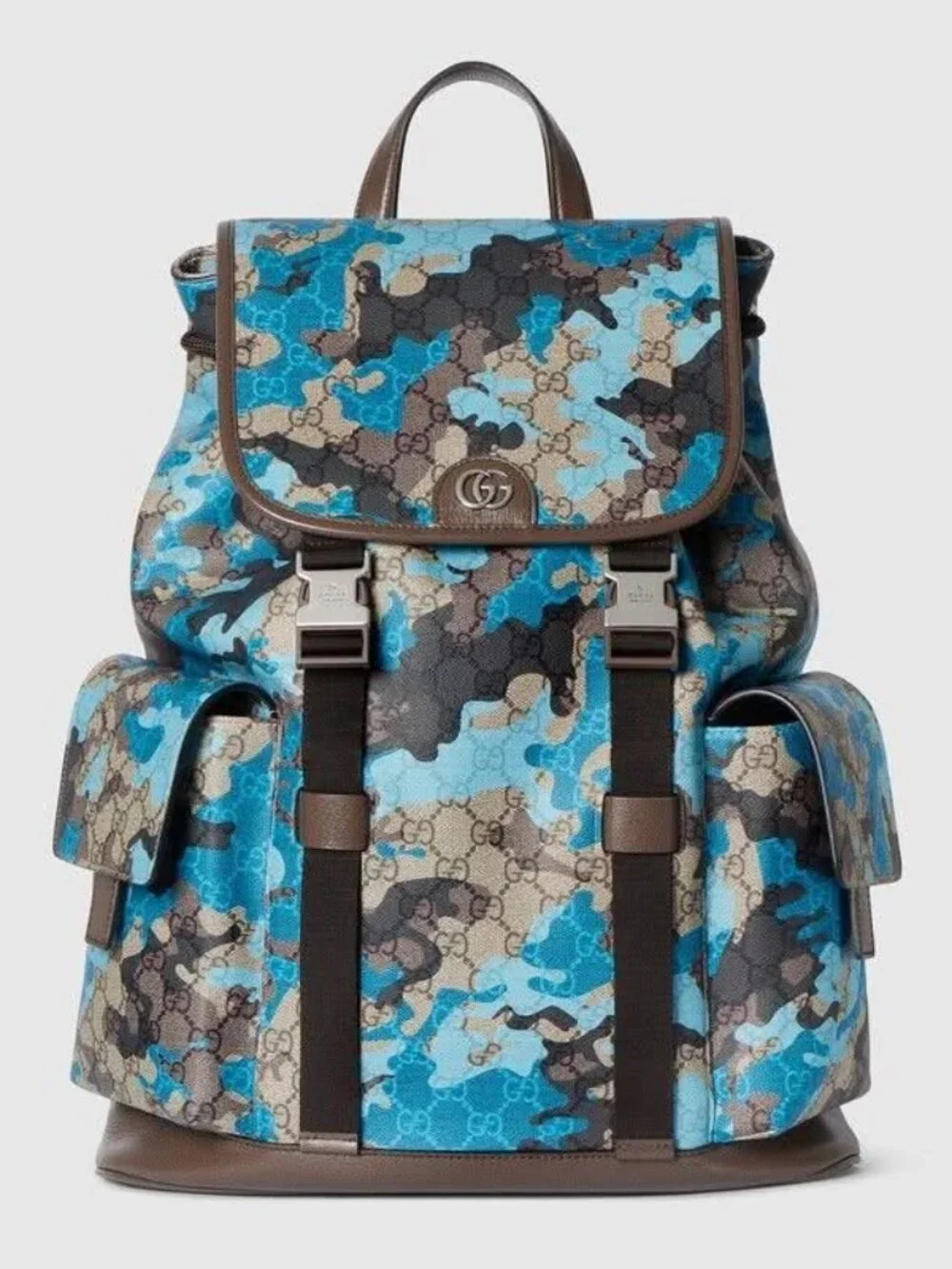 Gucci GG Monogram Camouflage Large Backpack in Blue